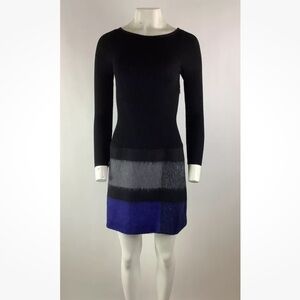 Paule Ka Sz 38 6 Drop Waist Dress Black Virgin Wool Mohair Blend Zip Closure